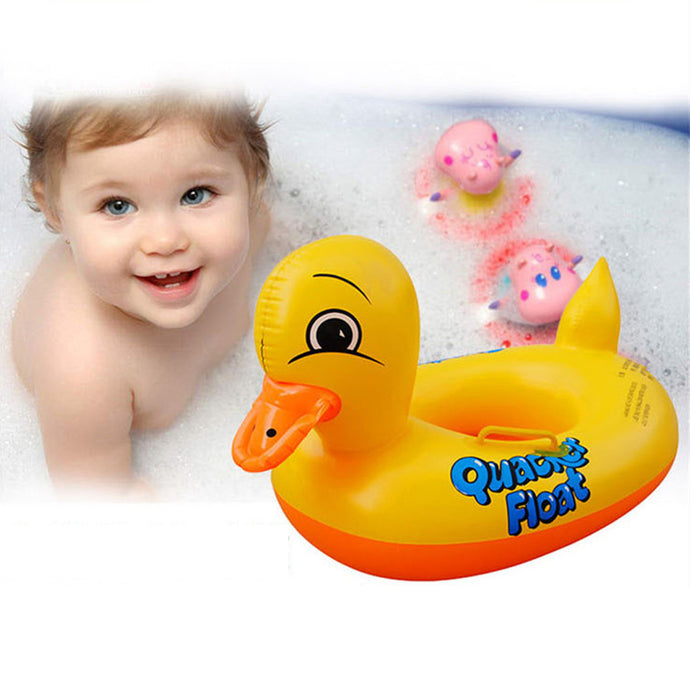 Summer Beach  Inflatable Swimming Ring for Child Kids Yellow Duck Seat Float Boat Pool Swimming Ring #E0