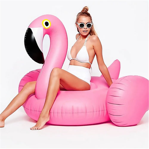 Inflatable Flamingo 150CM 60 Inch Giant Pool Float Pink Ride-On Swimming Ring Adults Children Water Holiday Party Toys Piscina