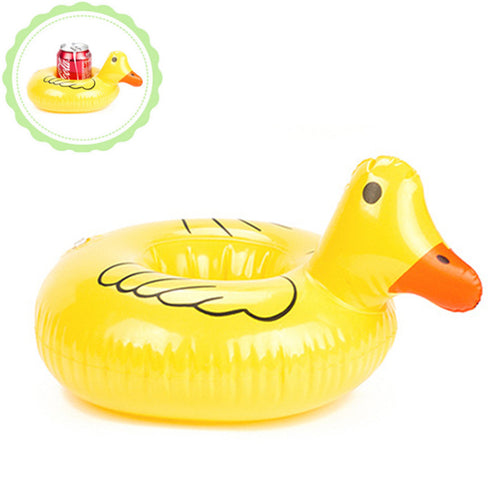 PVC Inflatable Mini Cute Duck Drink Can Holder Floating Swimming Pool Beach Toys