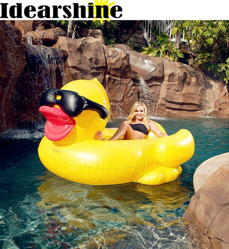 190*155*95 Giant duck Inflatable Ride-On Pool Toy Float inflatable big duck pool Swim Ring Holiday Water Fun Pool Toys withpump