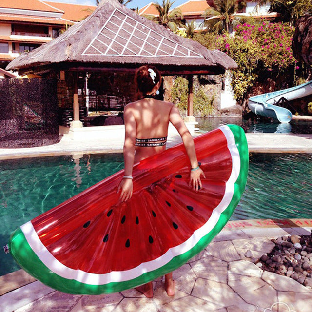 Giant Watermelon Inflatable Mattress Pool Float Toy Sunbathe Beach Mat Air Pad Buoy Swimming Ring Circle Party Toys